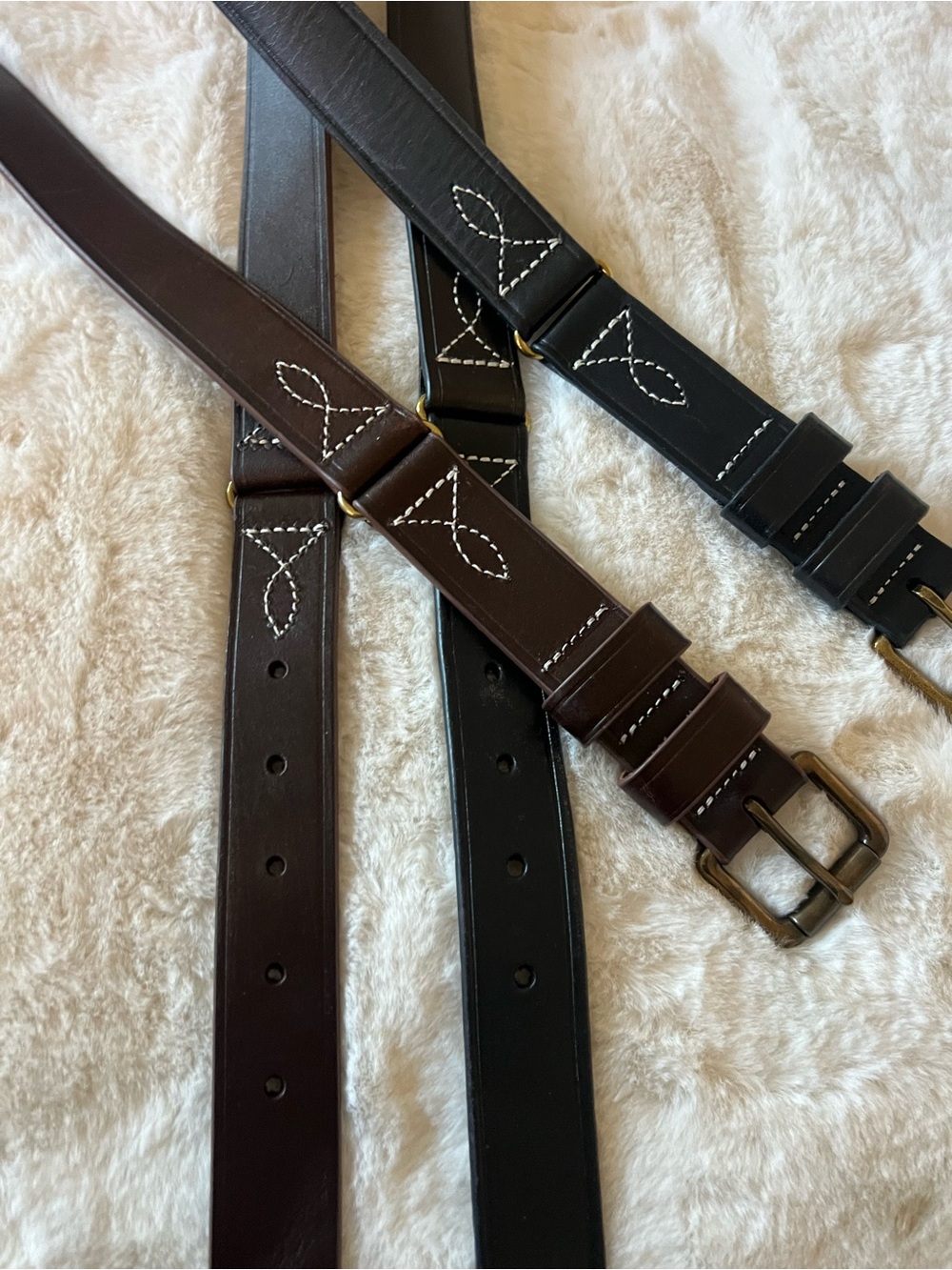 TWO Banana Republic Mesa Embroidered 100% Leather Belts / Black & Brown / XXL
